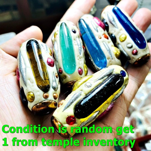 Leklai Takrut Naga Capsula Occhio Mix Oro Rosso Lucky Somporn 5 cm Amuleto Thailandese #17817 - Foto 6 di 9