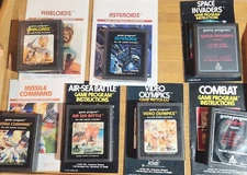 VINTAGE VIDEO GAME Lot Of 7 ATARI Games & Manuals Space Invaders, Asteroids, Etc