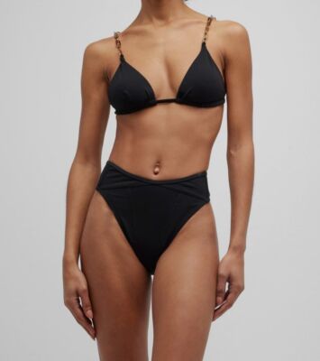 $326 Moeva Women's Black Como Chain Two-Piece Bikini Set Swimwear Size XS