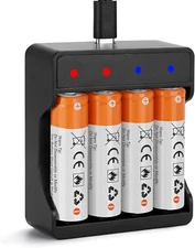 4 Pack Rechargeable 1.5V Lithium Batteries AA for Blink Camera, Long-Lasting Dou