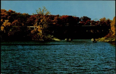 Spicer Minnesota Nest Lake railroad bridge fall foliage unused vintage postcard