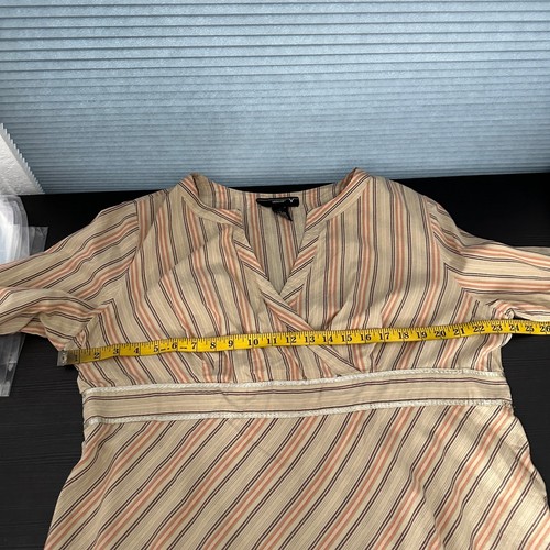 Venezia Tan Striped Cotton Surplice Neck Long Sleeve Casual Top Plus Size 18/20 - Picture 9 of 12