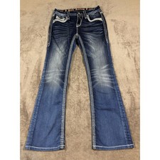 Rock Revival Sherry Mid Rise Bootcut Jeans Dark Wash Embroidered Size 26