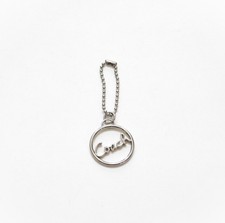 Vintage Coach Script Logo Polished Silver Metal Key Fob Bag Charm or Hang Tag