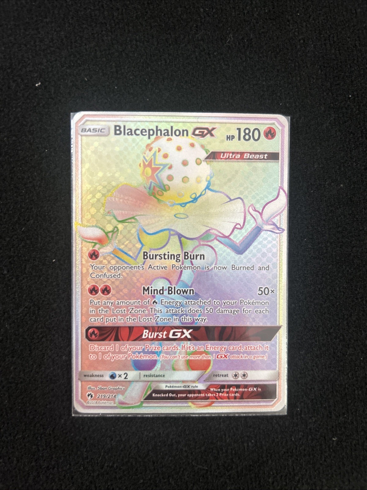 Blacephalon GX 219/214 Sm-Lost Thunder Holo Card Near Mint Condition