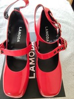 Lamoda Red Chrome Heart Heels