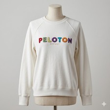Peloton x Spiritual Gangster Sweatshirt Women M White Colorful Logo Cotton READ