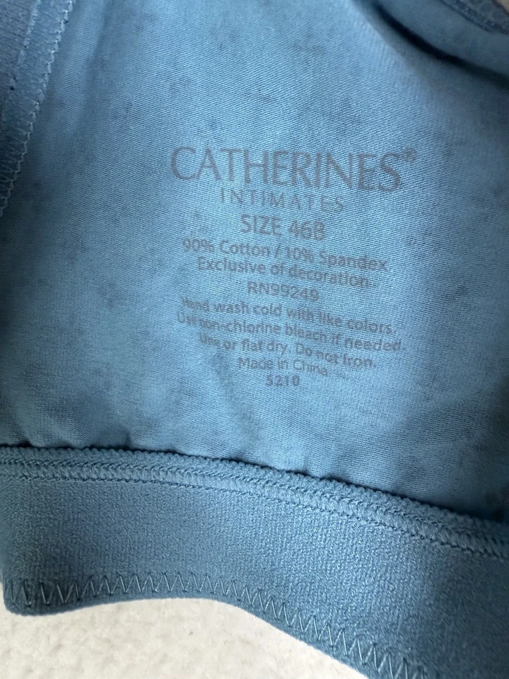 Sujetador Camiseta CATHERINES INTIMATES #5210 46B Azul Algodón Sin Alambres Nuevo con Etiquetas Foto 3 de 4