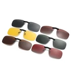 Square Clip on Sunglasses Women Polarized Black Lens UV400 Night Vision Driving