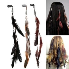 Feather Hair Clips Boho Headband Wig Beaded Feather Headdress Hair Extensions...
