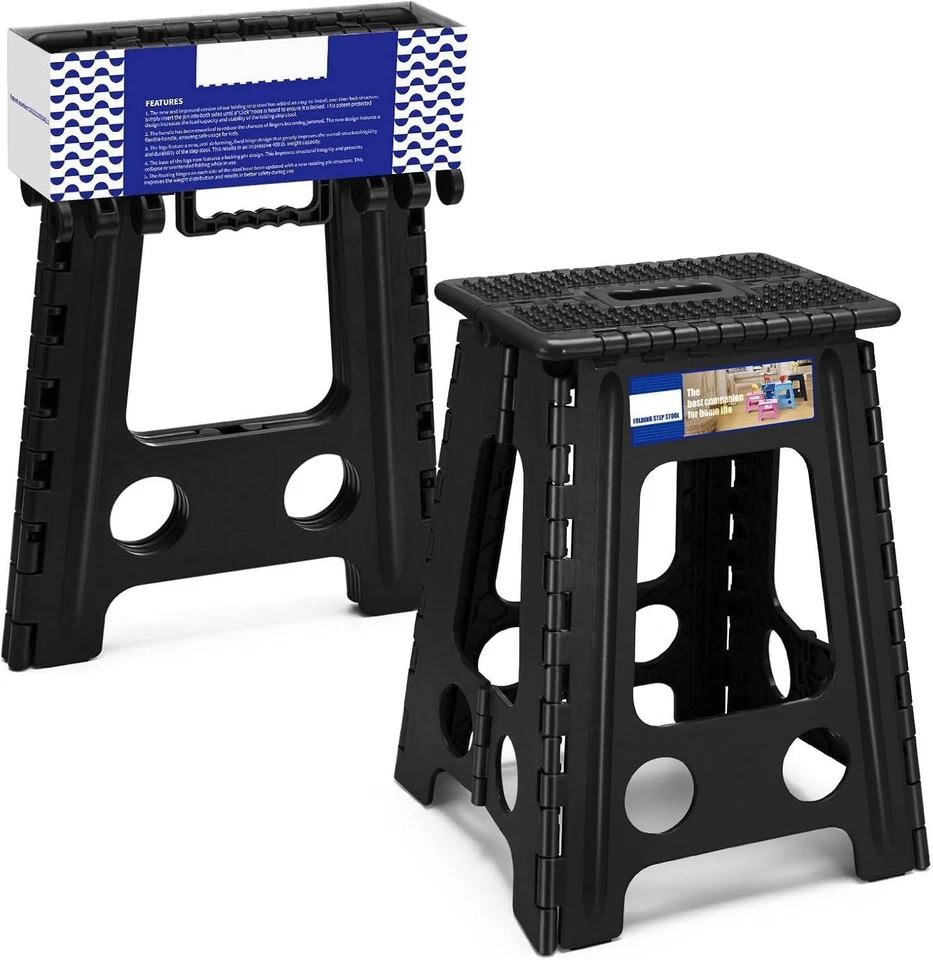 Folding Step Stool Plastic Foldable Stools Non Slip Dot Surface 13" 16" 17.5" - Image 2 of 4