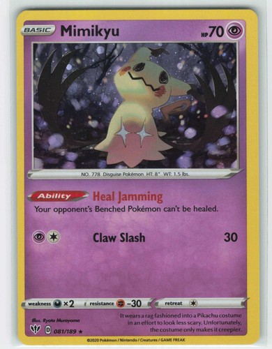 2020 Pokemon, Darkness Ablaze, #81/189 Mimikyu, Cosmos Holo Rare Promo NM
