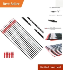 High-Quality Carbon Hunting Arrows - 30 Inch, Pack of 12 with Nickel Plated Tips