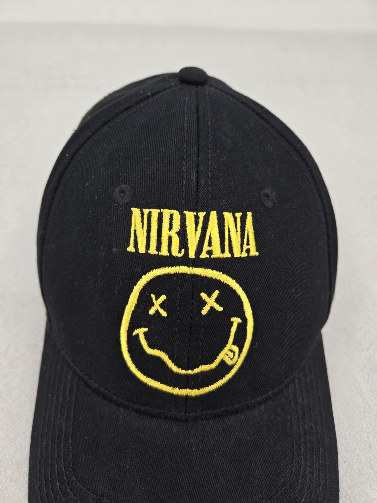 Nirvana Adjustable Hat Black Smiley Face Embroide… - image 2
