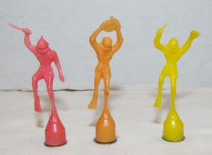 1950's Kellogg's US Navy Frogmen Premiums, set of 3, in pack version, 2 " tall