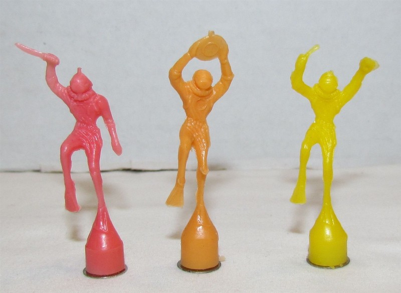 1950's Kellogg's US Navy Frogmen Premiums, set of 3, in pack version, 2 " tall