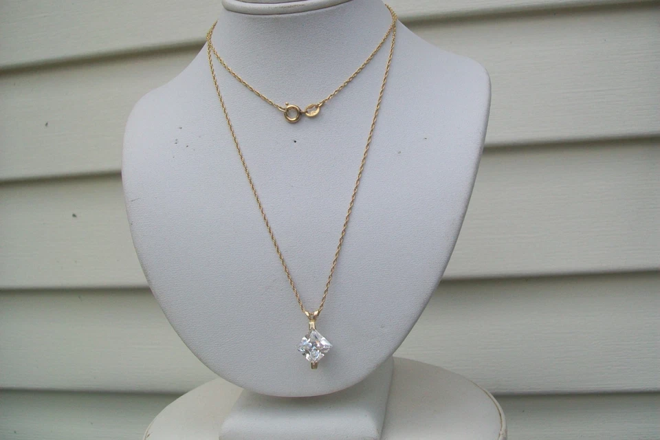 ORO AMARILLO 14K JCM DIAMONIQUE DQ CIRCONITA CÚBICA COLGANTE MARCADO Foto 4 de 4