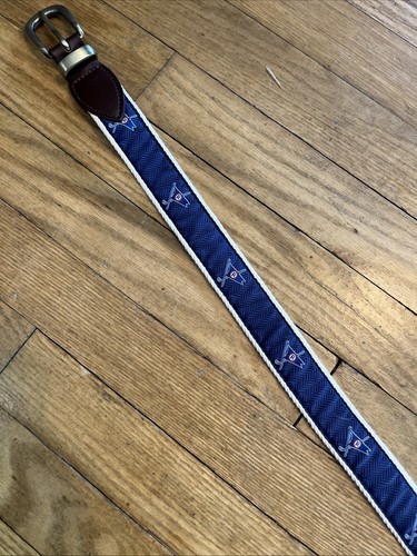 YRI Embroidered Ribbon & Leather Golf Club,Belt Mens Size 30 USA made - Bild 3 von 12