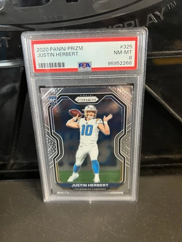 2020 Justin Herbert Panini Prizm Rookie RC #325 PSA 8