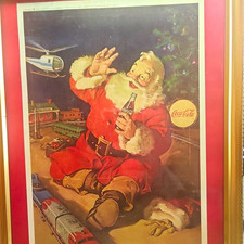 Coca-Cola Framed Poster Print Santa Claus Soda Advertising Red White Black
