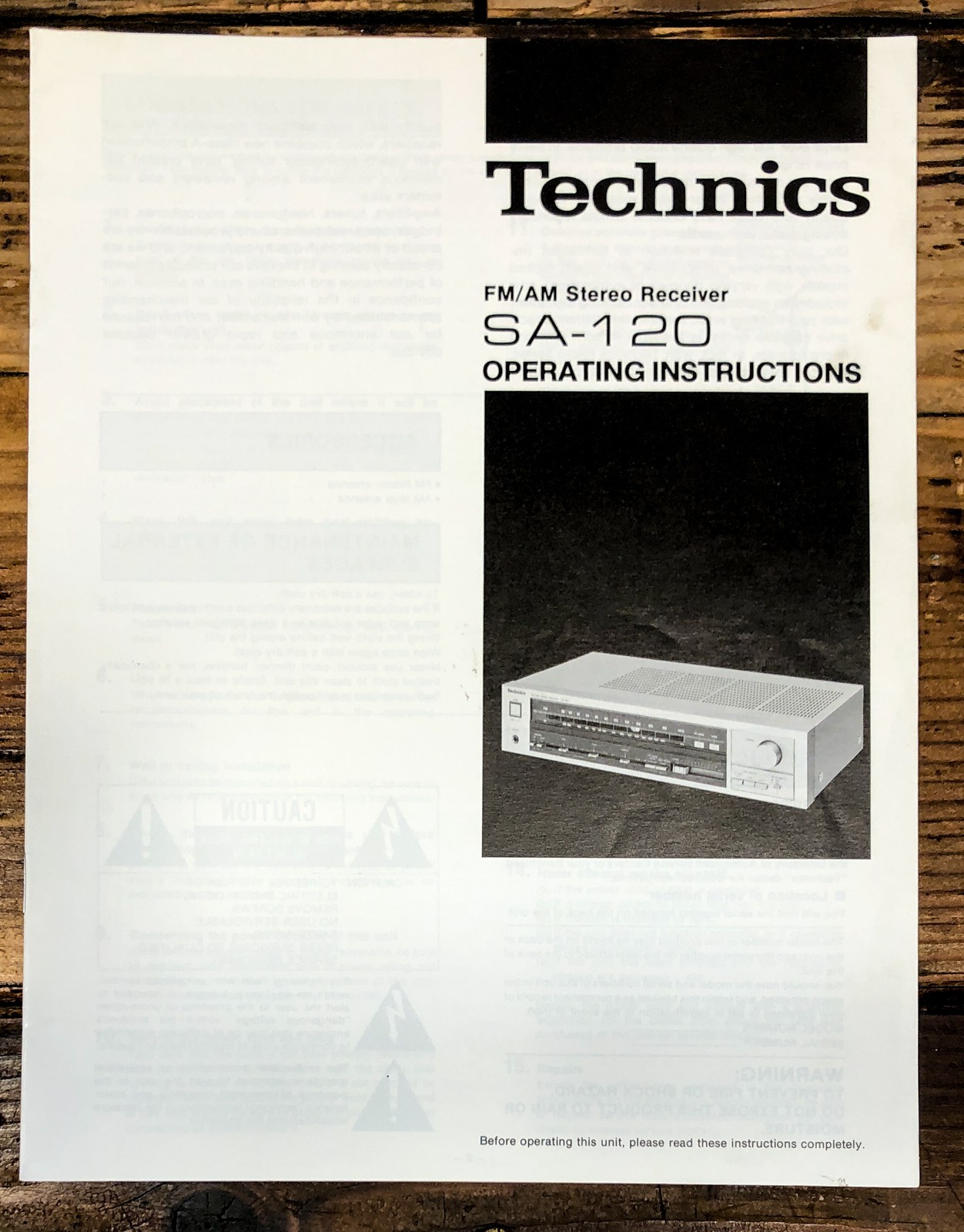 Technics SA-120 Receiver Owners / User Manual *Original*