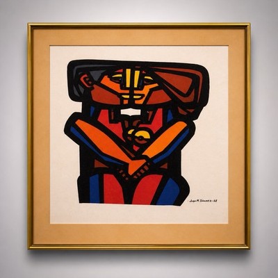 Juan Manuel Sanchez  The Lovers  1968 Signed Lithograph 101/250 MCM Art