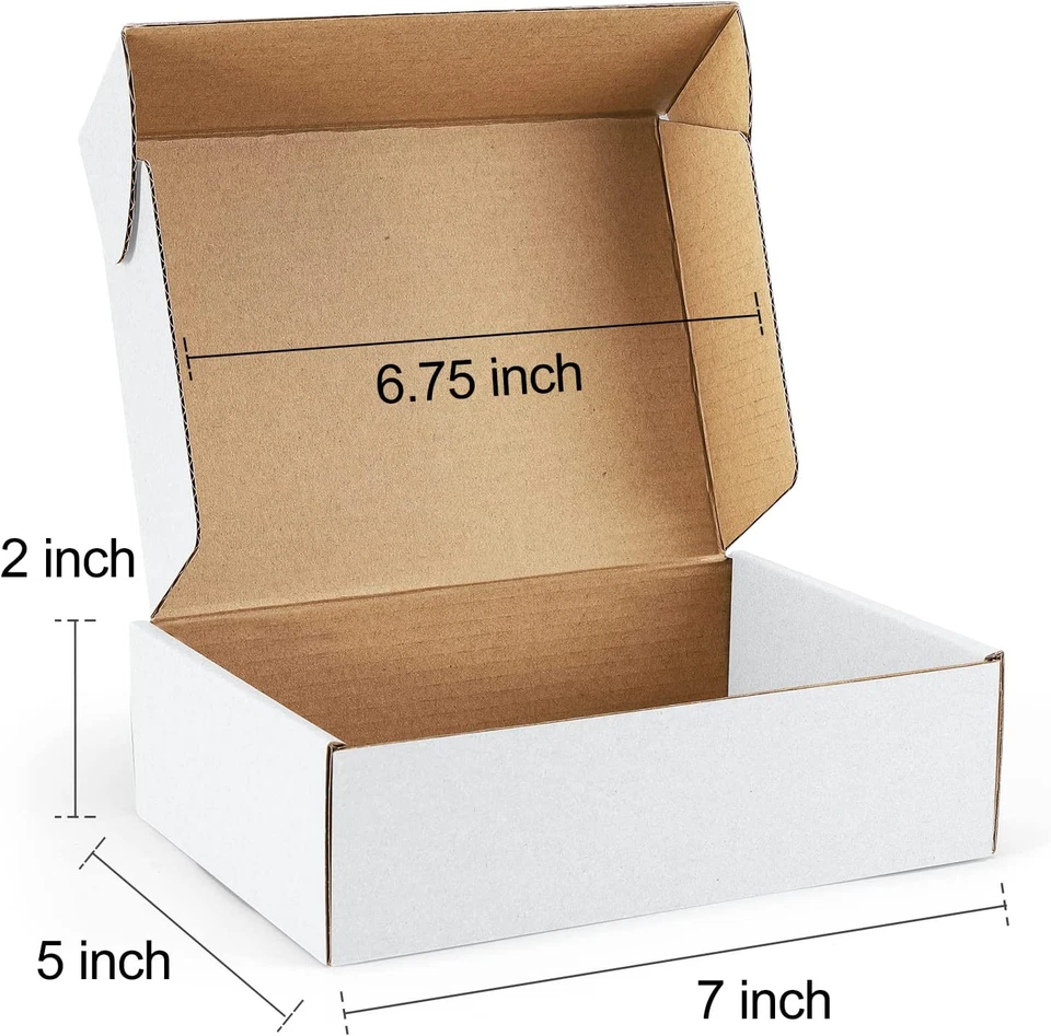 Shipping Boxes 7X5X2 Inches White Small Mailing Boxes 25 Pack Cardboard Corrugat - Image 2 of 4
