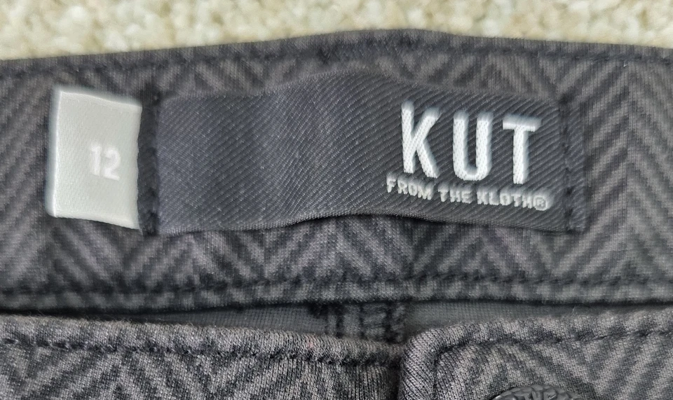 Kut from the Kloth Size 12 Black Herringbone Skinny Pants Women’s - Image 4 of 4