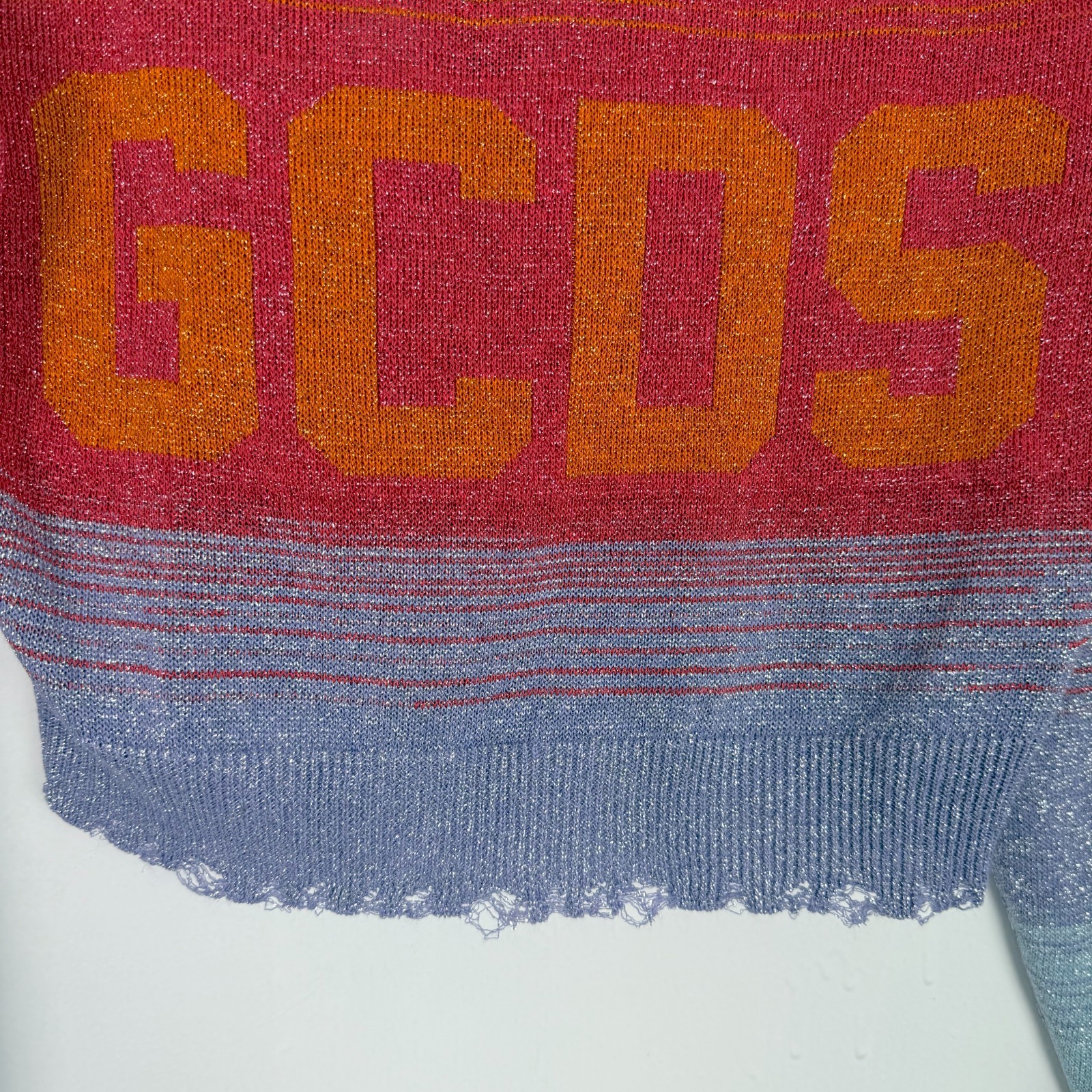 NWT GCDS Multicolor Degradé Sweater Shimmery Distressed Size Medium M $390 NEW