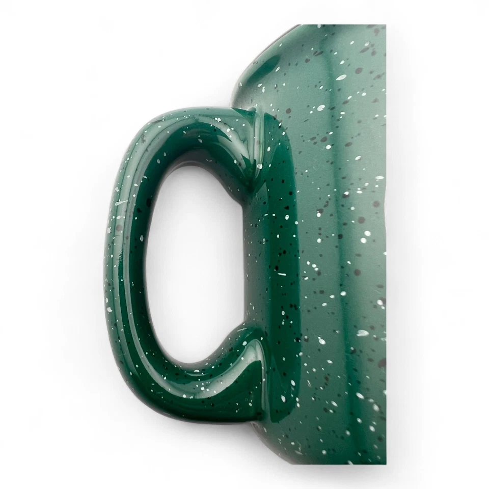 LL Bean Ceramic Stoneware Mug 16 Oz Green Speckled Large Coffee Cup Outdoor Logo - Image 3 of 4