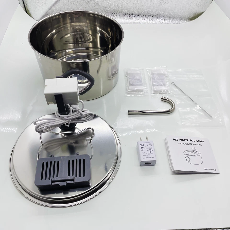 Fuente de agua para gatos de acero inoxidable: 108 oz/3,2 L fuente para gatos para beber Foto 2 de 4
