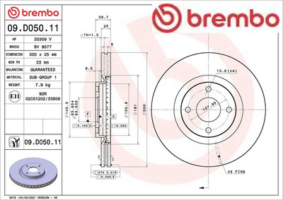2x Bremsscheibe Brembo 09.D027.11 2 Bremsscheiben Vorderachse Vorne