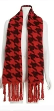 DKNY Oversized Houndstooth Scarf, Red/Black, 17”x72”