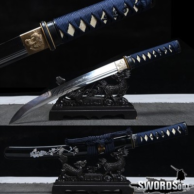 T10 Steel Flame Hamon Clay-tempered Unokubitsukuri Short Sword Japanese Tanto