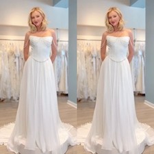 Chiffon Wedding Dresses White Sleeveless A Line Beach Ivory Boho Bridal Gowns