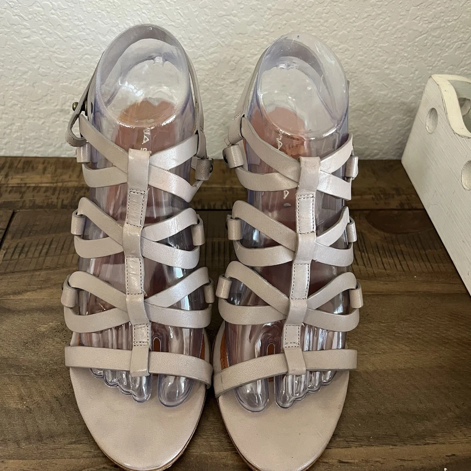 Sandalia para mujer Via Spiga cuero rubor tacón bloque vestido zapato correa al tobillo 8,5 Foto 2 de 4