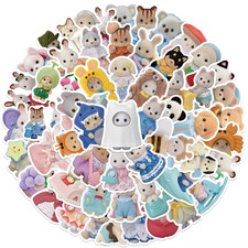 10/30/55Pcs Kawaii Calico Critters Stickers for Laptop Scrapbook Waterproof Cart