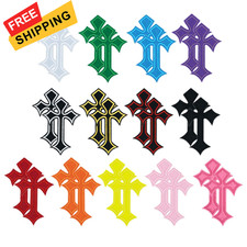 QIYUDA 26 PCS Cross Patches Iron on, DIY Chrome Hearts for white 