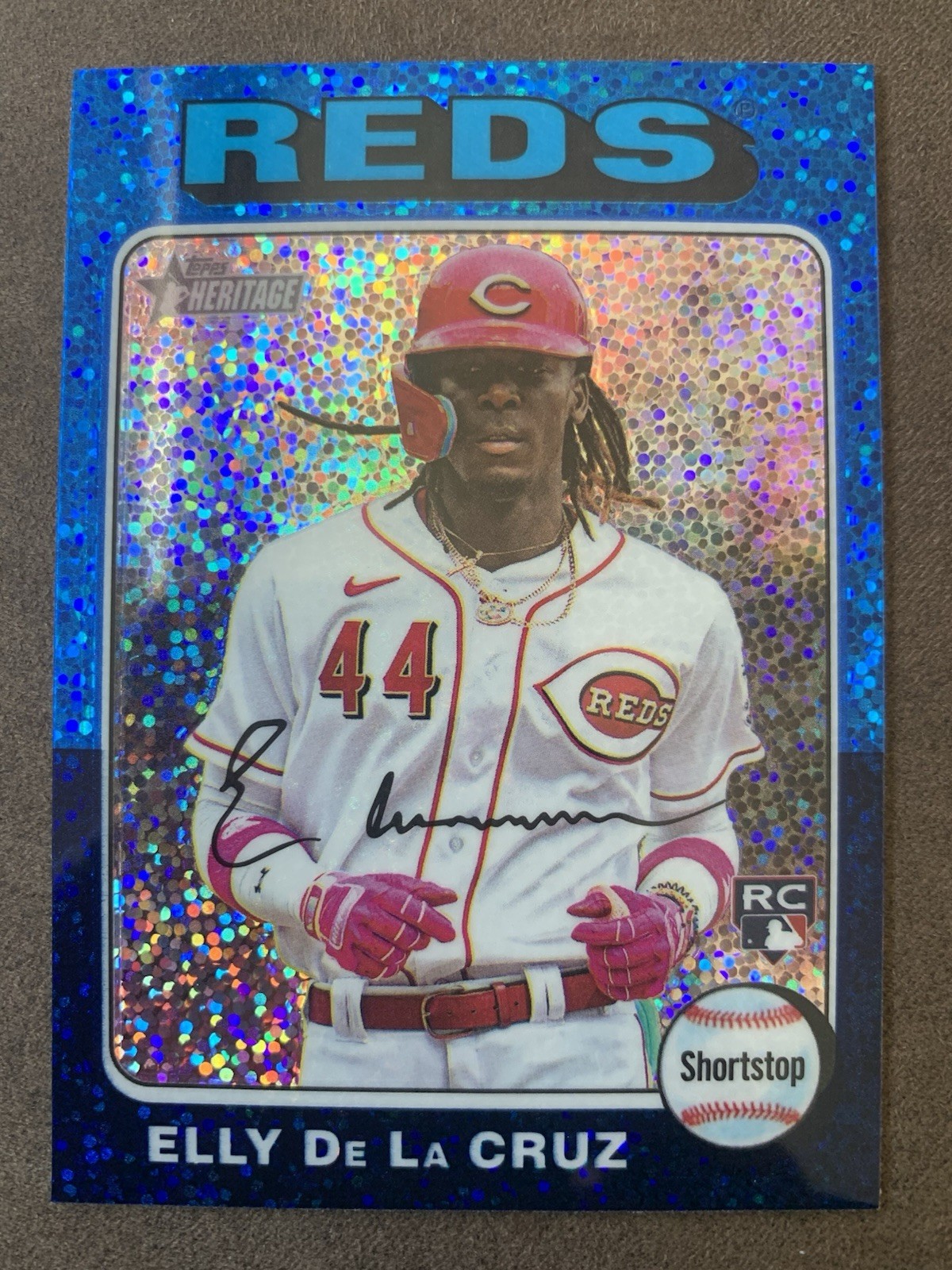 2024 Topps Heritage Elly De La Cruz #473 Chrome Blue Sparkle Refractor RC Rookie