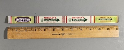 VINTAGE STORE DISPLAY LABEL, WRIGLEY'S GUM JUCIY FRUIT, SPEARMINT, DOUBLEMINT