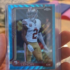 Topps Chrome Deommodore Lenoir Aqua Wave Refractor /199 #269 49ers NFL 2025