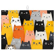 Cute Cats Dish Drying Mat Kitchen Counter Absorbent Microfiber 18x24 Inch