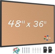 Bulletin Board 48 x 36 Black Aluminium Framed 4x3 Corkboard Large Wall Mounted