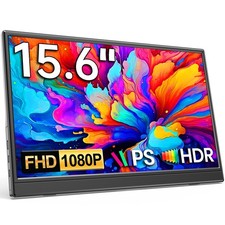 Portable Monitor 15.6" 1080P FHD IPS Display, Ultra-Slim USB-C HDMI Travel Mo...