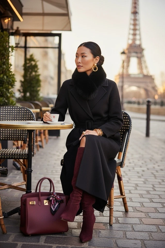 Cuello de solapa 100 % piel de zorro genuino, forrado en terciopelo-negro Foto 3 de 4