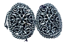 Victorian Antique French Cut Steel Shoe Buckles Faceted Steel Rivet Work READ