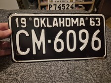 Expired 1963 Oklahoma License Plate CM 6096