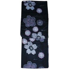 Yukata Free Size Cotton Linen Women's Yukata Cherry Blossom Black 68447