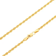 10K Yellow Gold 2.5mm Rope Chain Laser Diamond Cut Necklace Mens Womens 20"