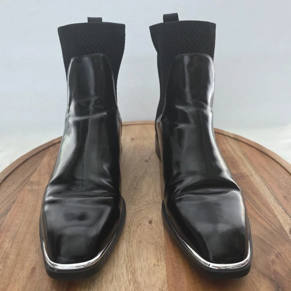 Botas Zara Trafaluc para mujer talla 38 metálicas punta cuadrada tachonadas zapatos Chelsea Foto 2 de 4